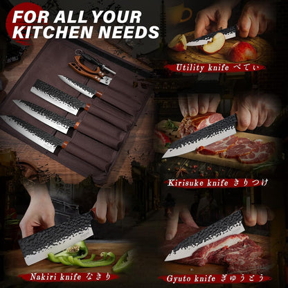 Huusk Japanese Knife Set 3 PCS - Stainless Chef Knife Set with Sheath
