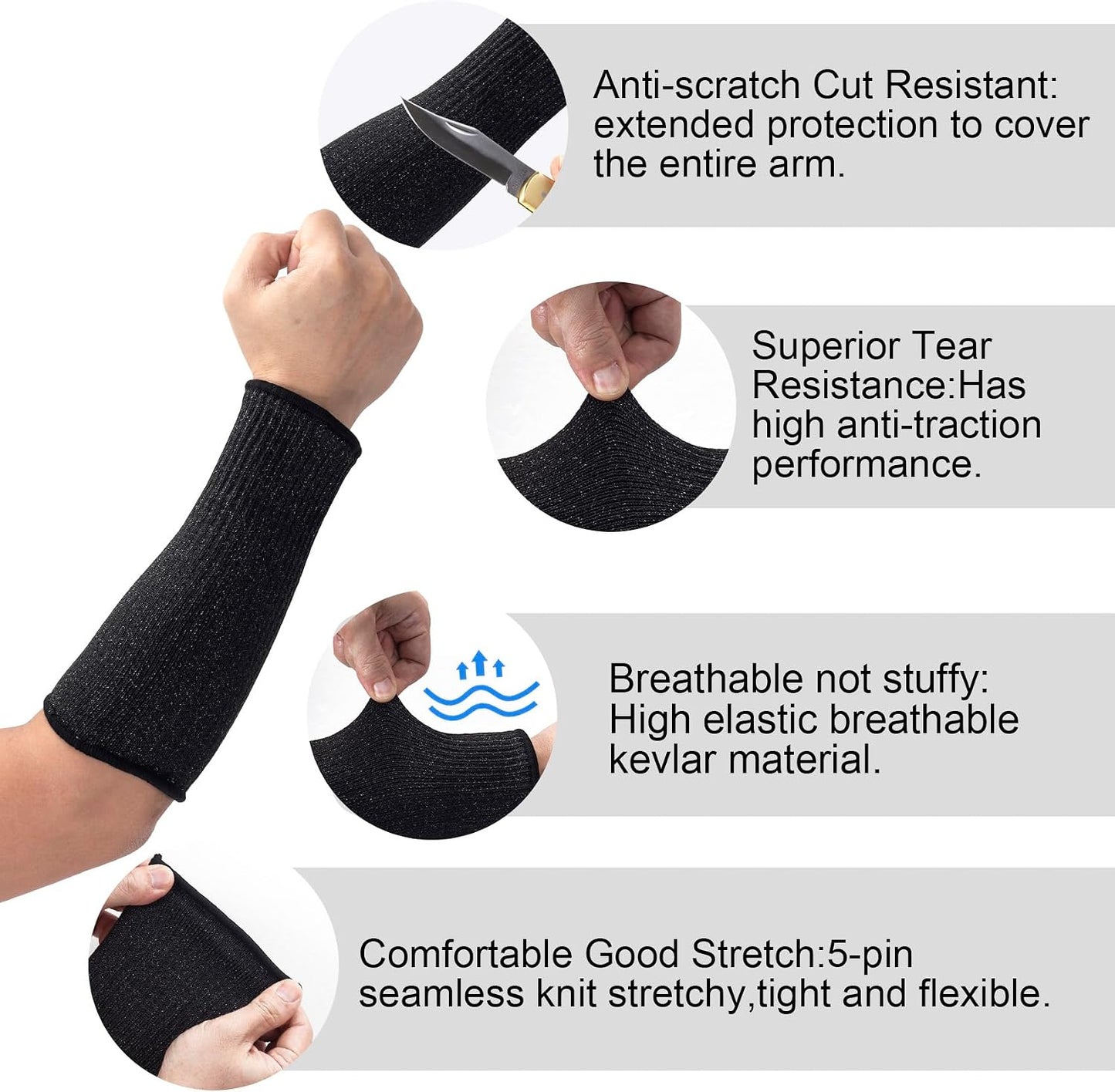 Cut Resistant Sleeves for Arm Protection, Gardening Sleeves, Dog Bite Safety Arm Sleeves