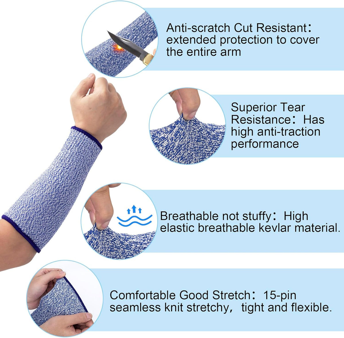 Cut Resistant Sleeves for Arm Protection, Gardening Sleeves, Dog Bite Safety Arm Sleeves