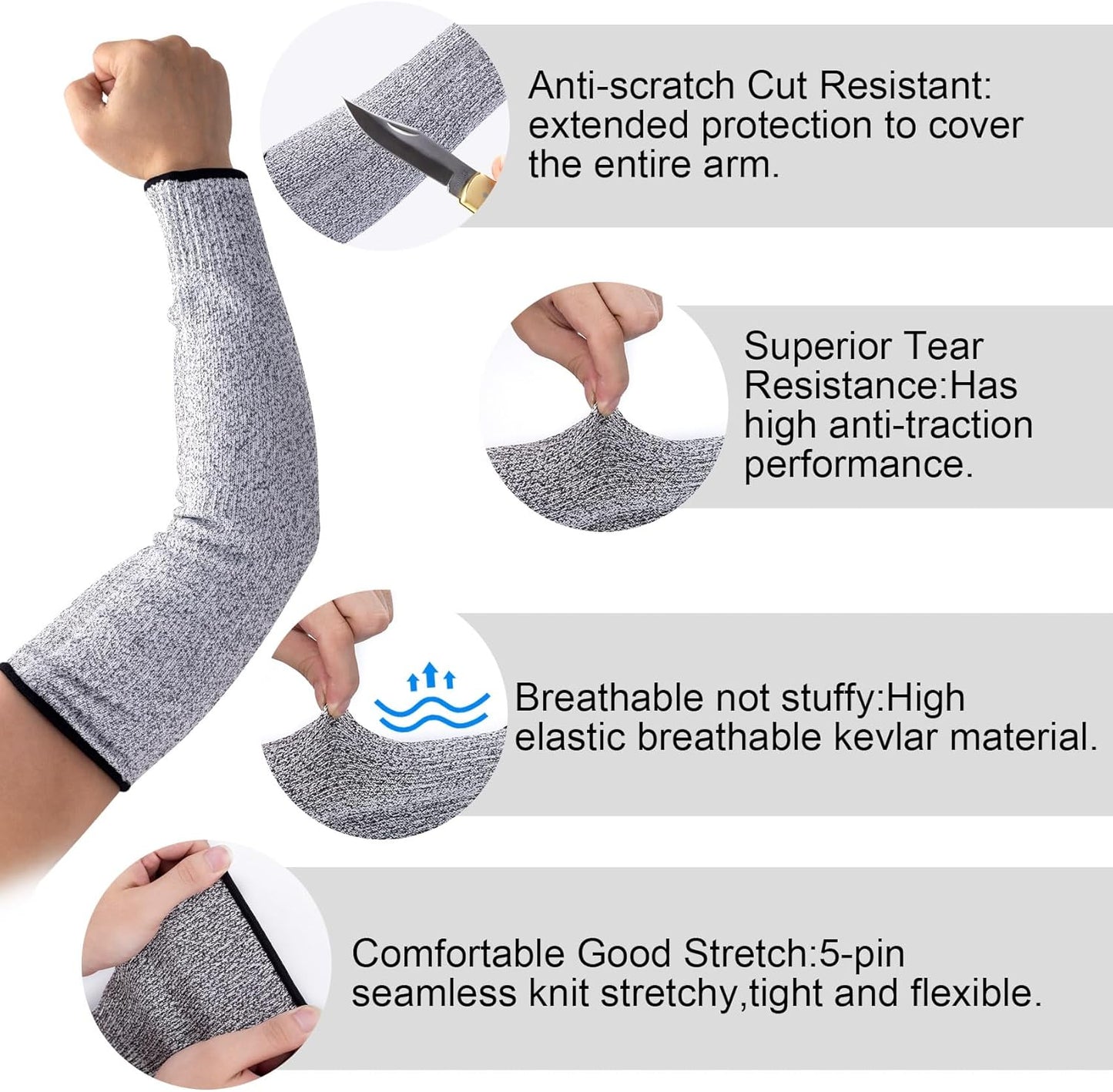 Cut Resistant Sleeves for Arm Protection, Gardening Sleeves, Dog Bite Safety Arm Sleeves