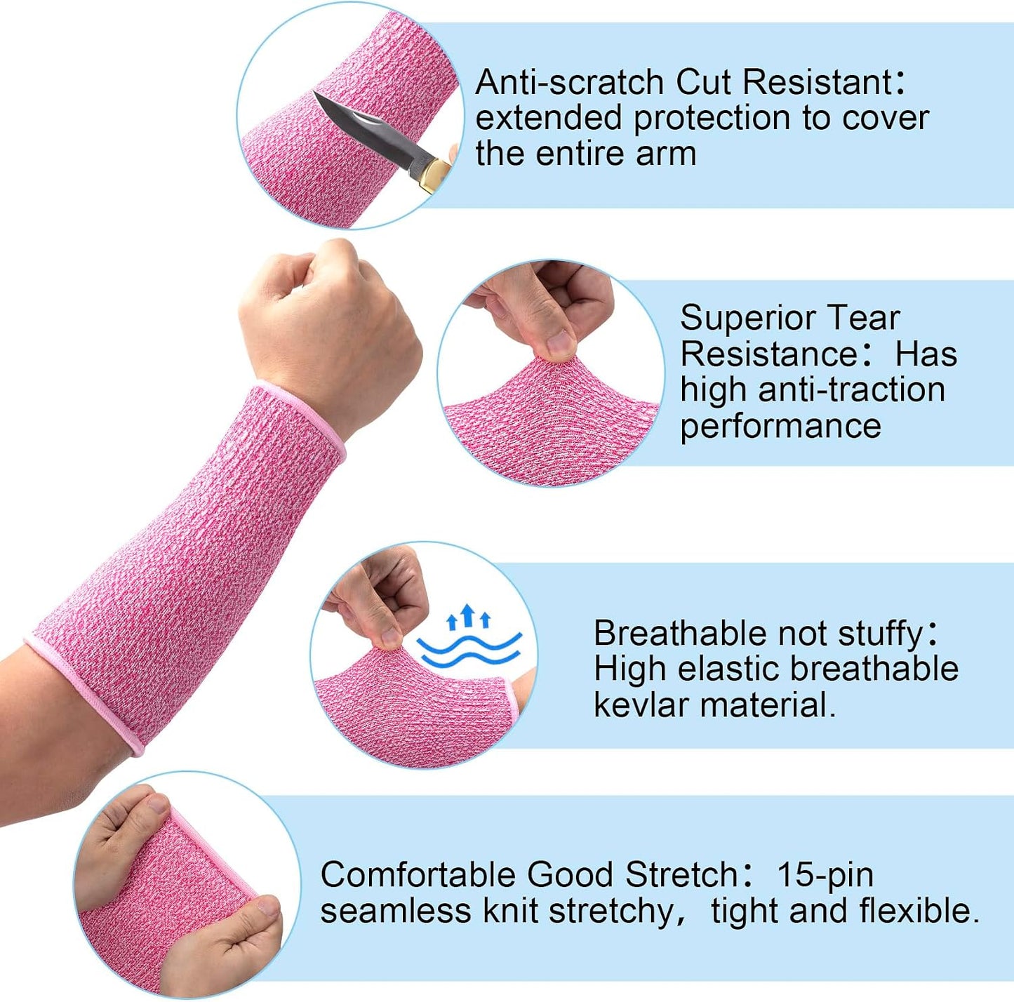 Cut Resistant Sleeves for Arm Protection, Gardening Sleeves, Dog Bite Safety Arm Sleeves