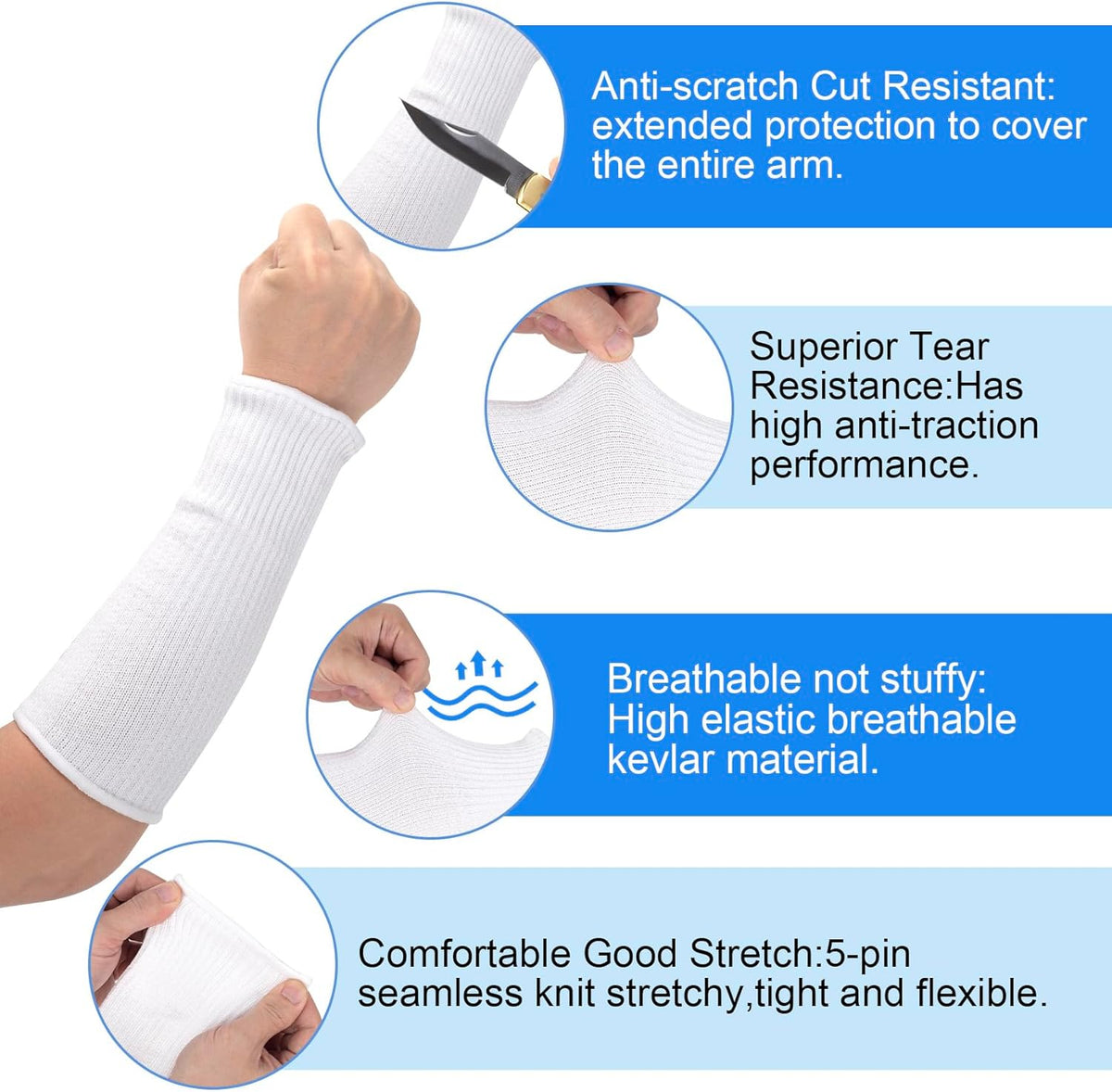 Cut Resistant Sleeves for Arm Protection, Gardening Sleeves, Dog Bite Safety Arm Sleeves