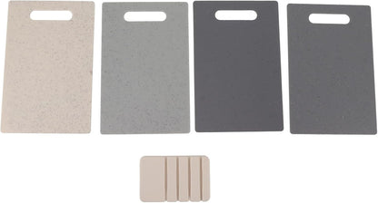 Chopping Board Set, 4pcs Chopping Board Storage Rack Set Multipurpose Plastic Cutting Boards with Storage Rack for Meat Vegetables Fruits