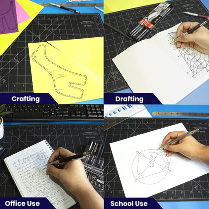 Double Sided Self Healing Cutting Mat - Thick and Durable Vinyl Rotary Cutting Mat for Sewing & Scrapbook Paper Cutting Mat (09"x 12")