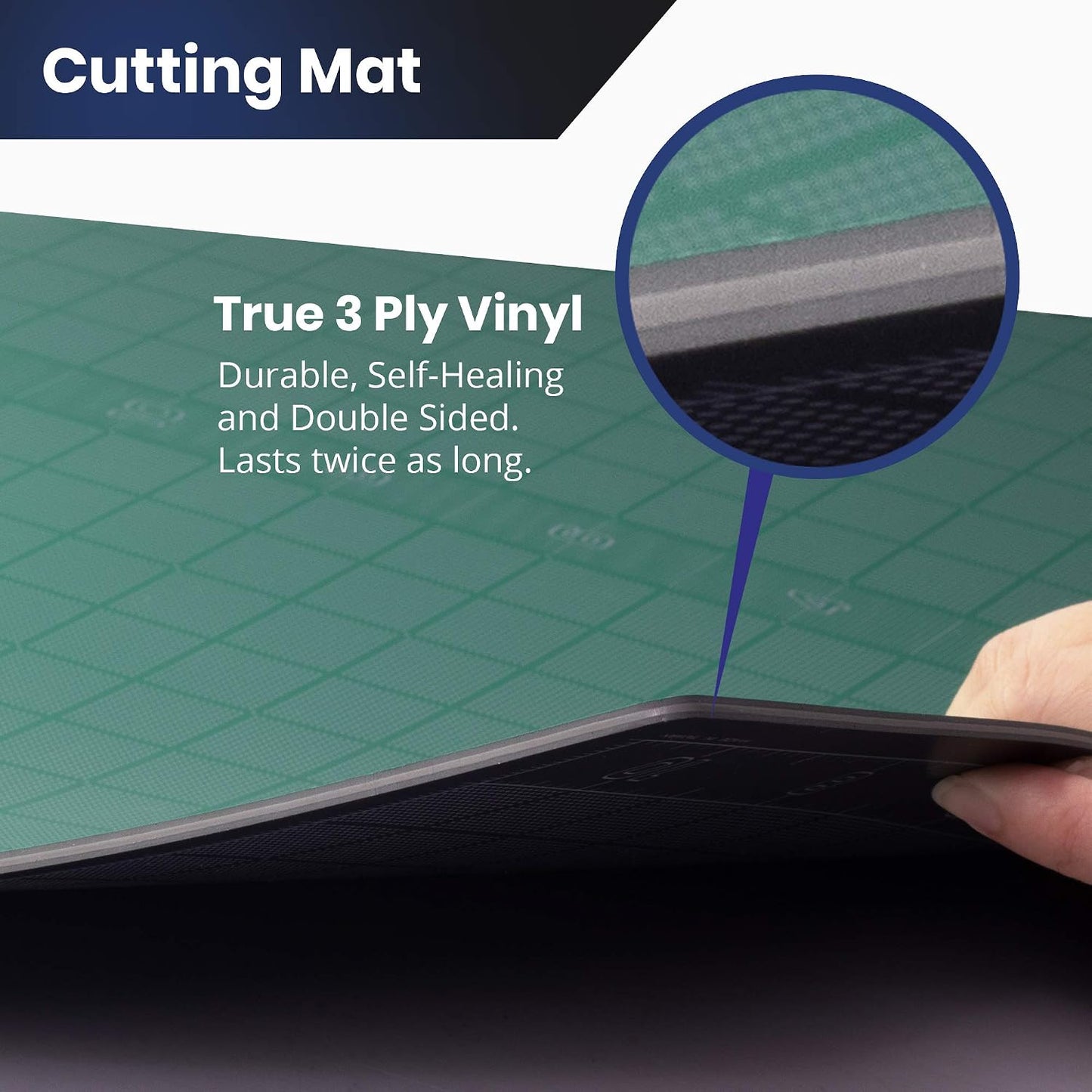 Double Sided Self Healing Cutting Mat - Thick and Durable Vinyl Rotary Cutting Mat for Sewing & Scrapbook Paper Cutting Mat (09"x 12")