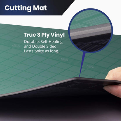 Double Sided Self Healing Cutting Mat - Thick and Durable Vinyl Rotary Cutting Mat for Sewing & Scrapbook Paper Cutting Mat (09"x 12")
