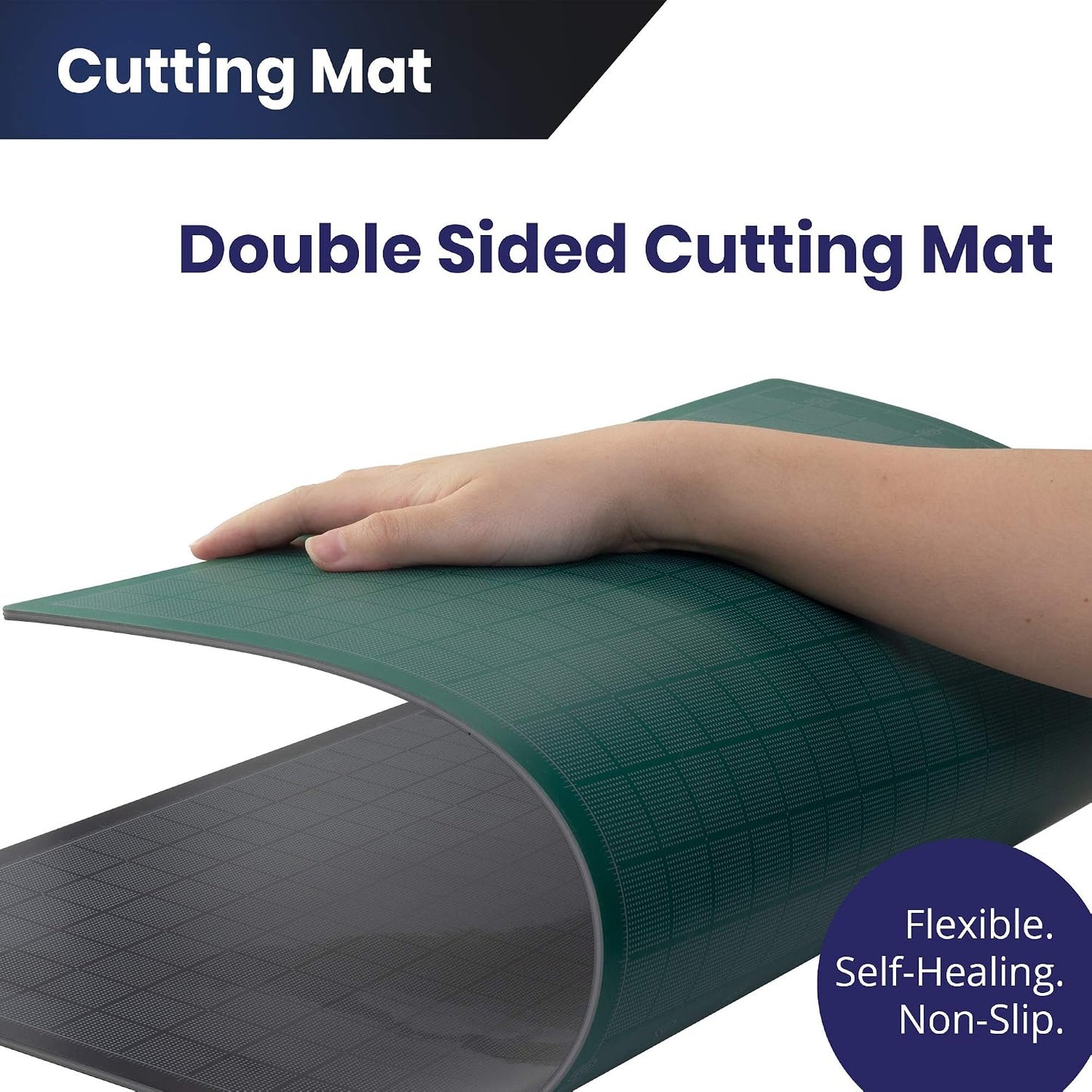 Double Sided Self Healing Cutting Mat - Thick and Durable Vinyl Rotary Cutting Mat for Sewing & Scrapbook Paper Cutting Mat (09"x 12")