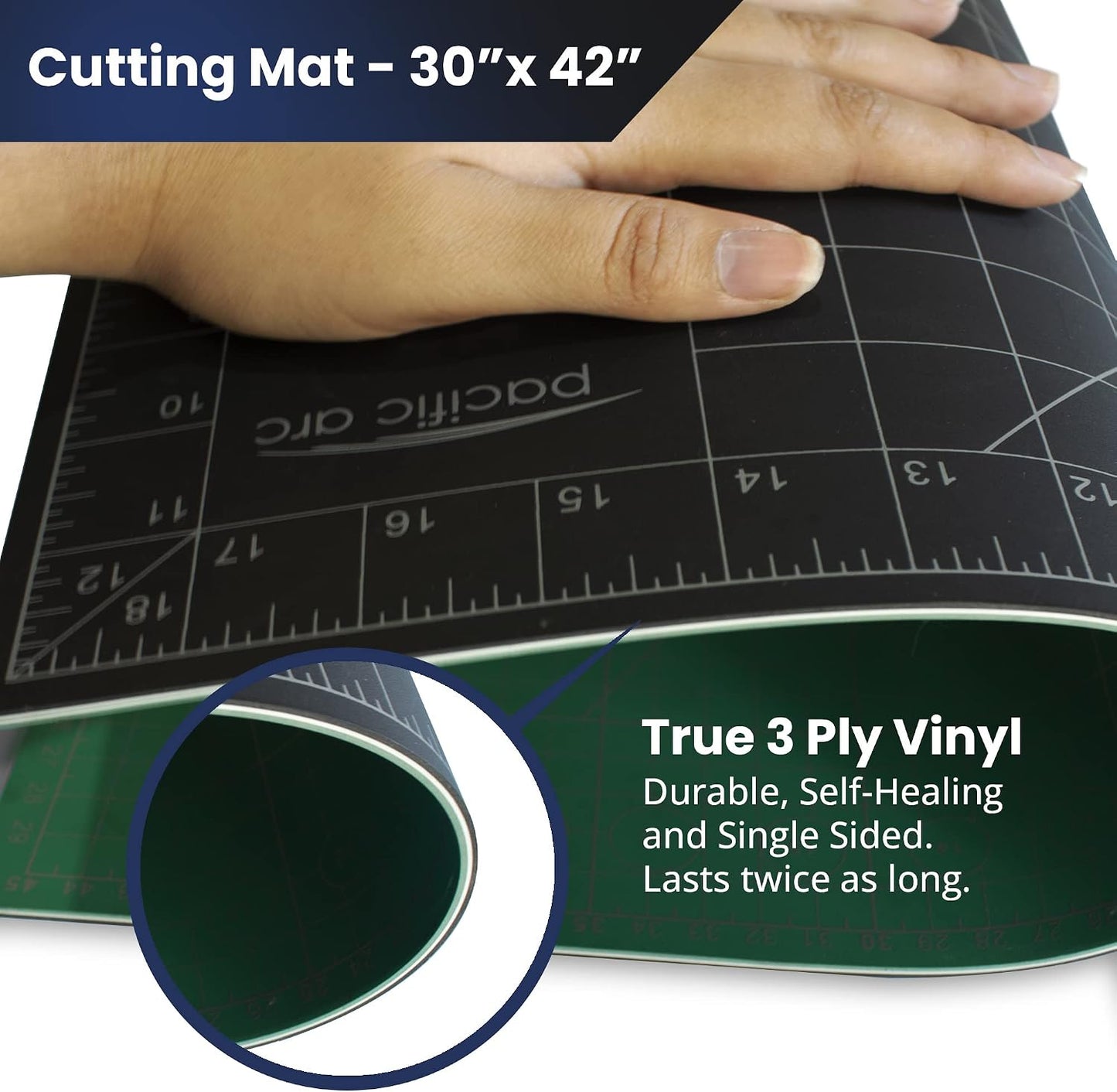 Double Sided Self Healing Cutting Mat - Thick and Durable Vinyl Rotary Cutting Mat for Sewing & Scrapbook Paper Cutting Mat (09"x 12")