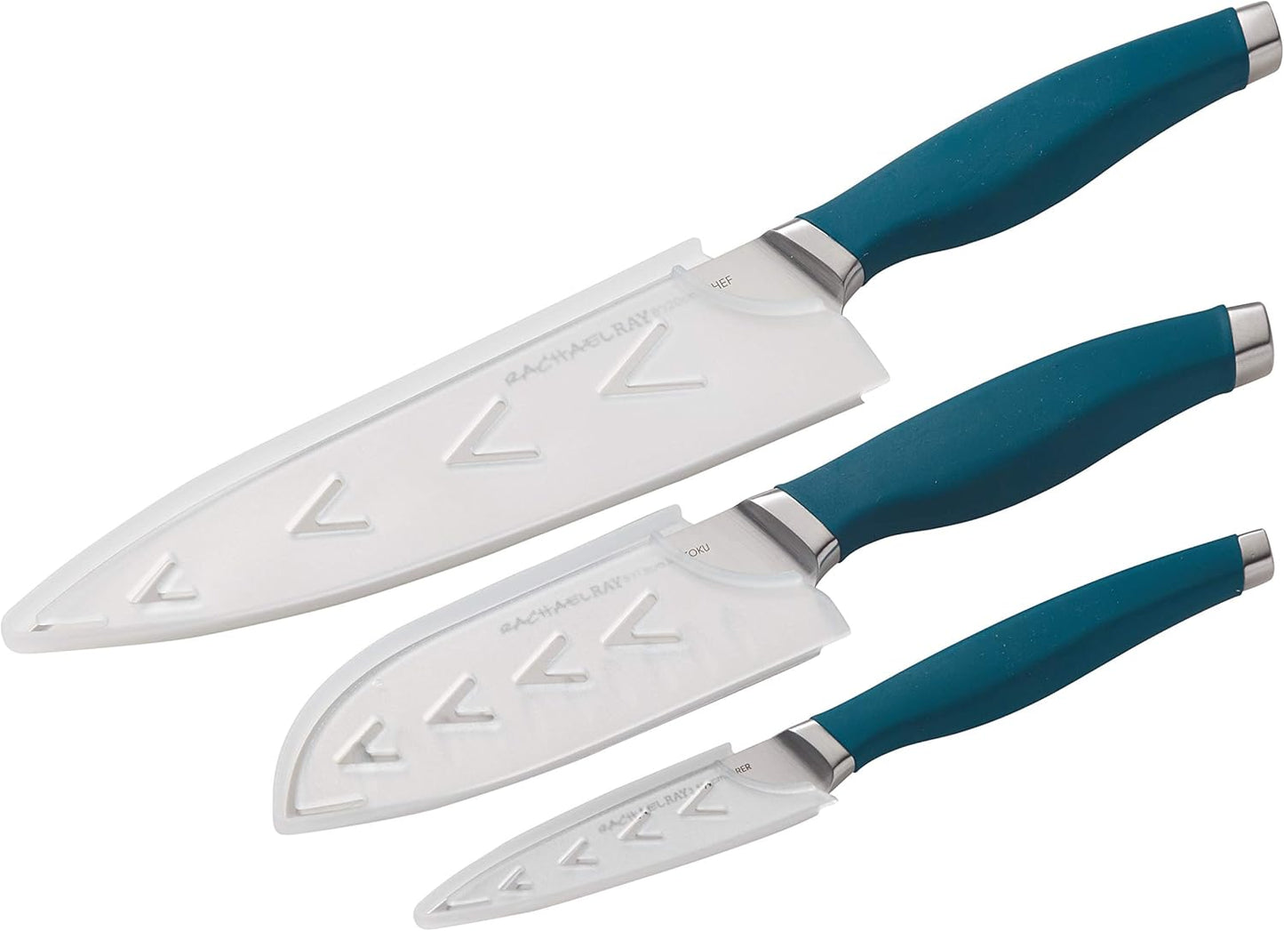 Rachael Ray Cutlery Japanese Stainless Steel Knives Set with Sheaths, 6-Inch Utility Knife and 5-Inch Serrated Utility Knife, Gray