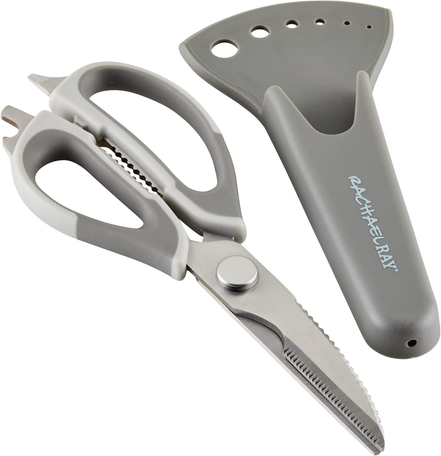 Rachael Ray Cutlery Japanese Stainless Steel Knives Set with Sheaths, 6-Inch Utility Knife and 5-Inch Serrated Utility Knife, Gray