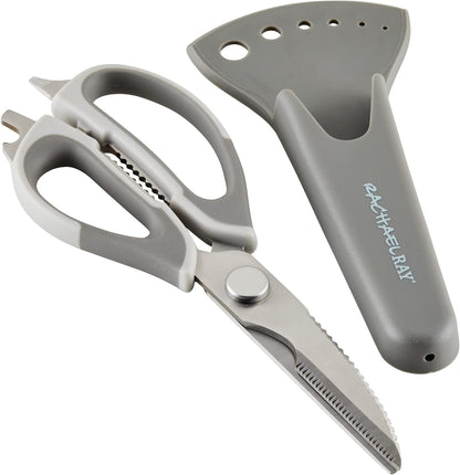 Rachael Ray Cutlery Japanese Stainless Steel Knives Set with Sheaths, 6-Inch Utility Knife and 5-Inch Serrated Utility Knife, Gray