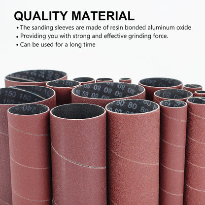 19 Pack Spindle Sander Sleeves with Rubber Eraser, 4-1/2’’ Length, 1/2’’, 3/4’’, 1’’, 1-1/2’’, 2’’, 3’’ Diameter Sanding Sleeves Set, Grit 80, 150, 240,for Spindle Drum Sanders