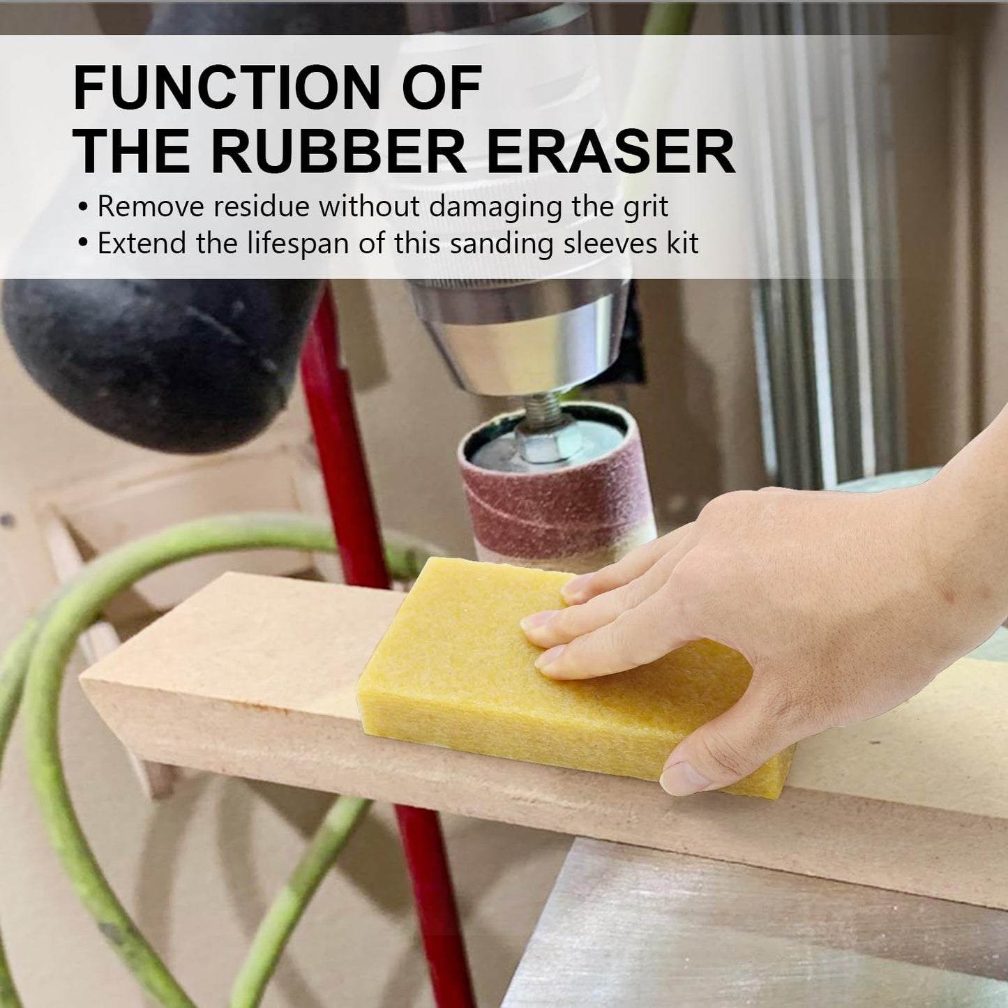 19 Pack Spindle Sander Sleeves with Rubber Eraser, 4-1/2’’ Length, 1/2’’, 3/4’’, 1’’, 1-1/2’’, 2’’, 3’’ Diameter Sanding Sleeves Set, Grit 80, 150, 240,for Spindle Drum Sanders