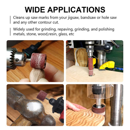 19 Pack Spindle Sander Sleeves with Rubber Eraser, 4-1/2’’ Length, 1/2’’, 3/4’’, 1’’, 1-1/2’’, 2’’, 3’’ Diameter Sanding Sleeves Set, Grit 80, 150, 240,for Spindle Drum Sanders