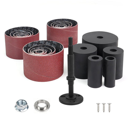 19 Pack Spindle Sander Sleeves with Rubber Eraser, 4-1/2’’ Length, 1/2’’, 3/4’’, 1’’, 1-1/2’’, 2’’, 3’’ Diameter Sanding Sleeves Set, Grit 80, 150, 240,for Spindle Drum Sanders
