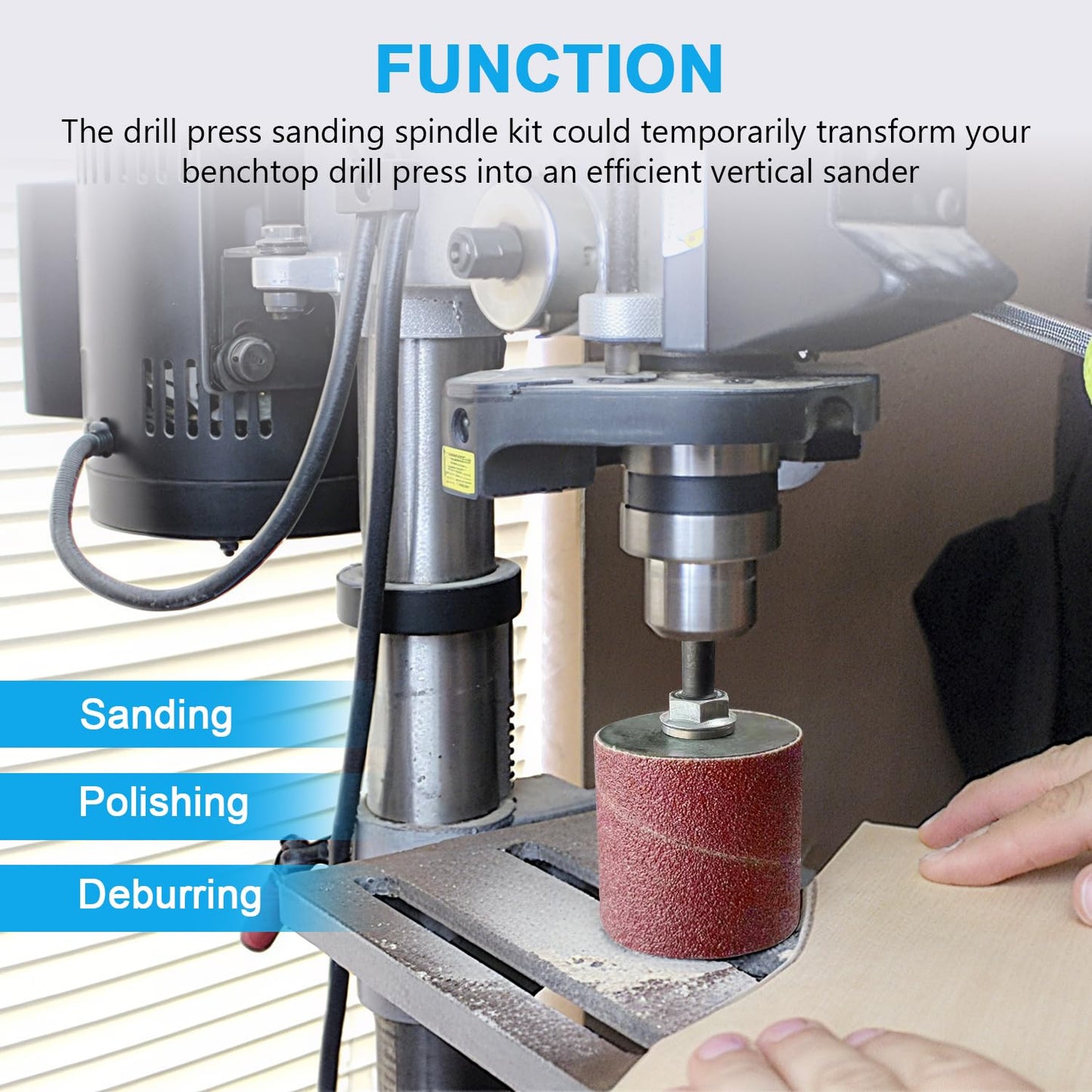19 Pack Spindle Sander Sleeves with Rubber Eraser, 4-1/2’’ Length, 1/2’’, 3/4’’, 1’’, 1-1/2’’, 2’’, 3’’ Diameter Sanding Sleeves Set, Grit 80, 150, 240,for Spindle Drum Sanders
