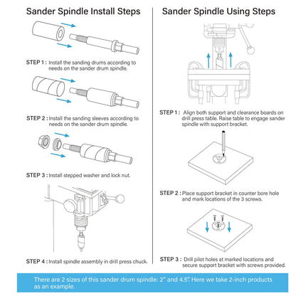 19 Pack Spindle Sander Sleeves with Rubber Eraser, 4-1/2’’ Length, 1/2’’, 3/4’’, 1’’, 1-1/2’’, 2’’, 3’’ Diameter Sanding Sleeves Set, Grit 80, 150, 240,for Spindle Drum Sanders