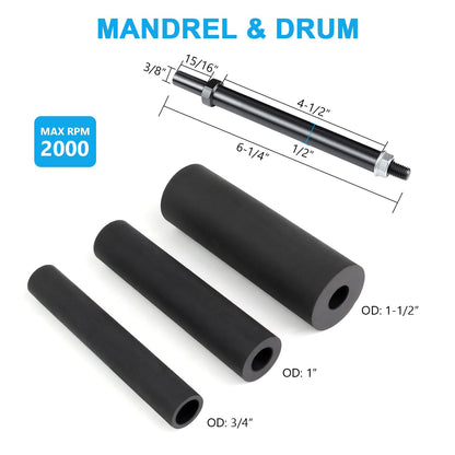 19 Pack Spindle Sander Sleeves with Rubber Eraser, 4-1/2’’ Length, 1/2’’, 3/4’’, 1’’, 1-1/2’’, 2’’, 3’’ Diameter Sanding Sleeves Set, Grit 80, 150, 240,for Spindle Drum Sanders