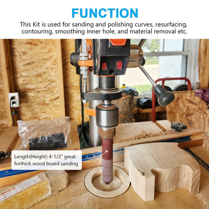 19 Pack Spindle Sander Sleeves with Rubber Eraser, 4-1/2’’ Length, 1/2’’, 3/4’’, 1’’, 1-1/2’’, 2’’, 3’’ Diameter Sanding Sleeves Set, Grit 80, 150, 240,for Spindle Drum Sanders