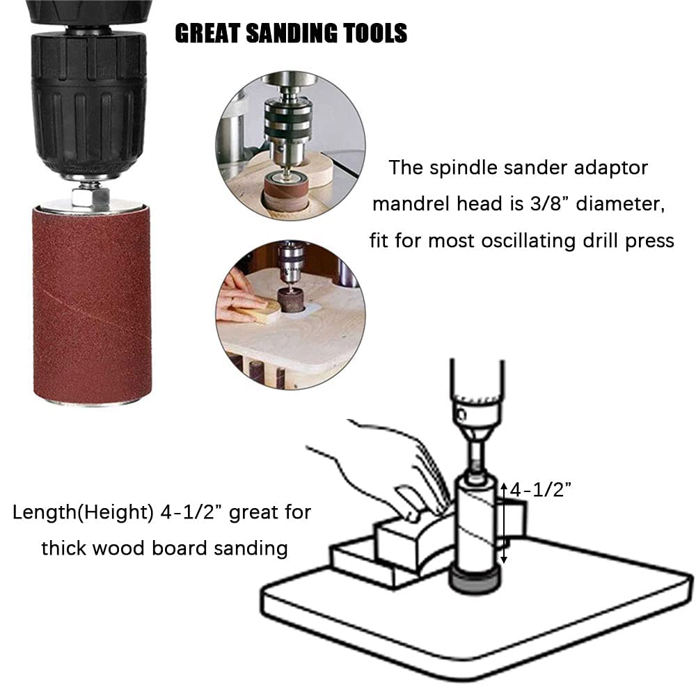 19 Pack Spindle Sander Sleeves with Rubber Eraser, 4-1/2’’ Length, 1/2’’, 3/4’’, 1’’, 1-1/2’’, 2’’, 3’’ Diameter Sanding Sleeves Set, Grit 80, 150, 240,for Spindle Drum Sanders