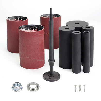 19 Pack Spindle Sander Sleeves with Rubber Eraser, 4-1/2’’ Length, 1/2’’, 3/4’’, 1’’, 1-1/2’’, 2’’, 3’’ Diameter Sanding Sleeves Set, Grit 80, 150, 240,for Spindle Drum Sanders