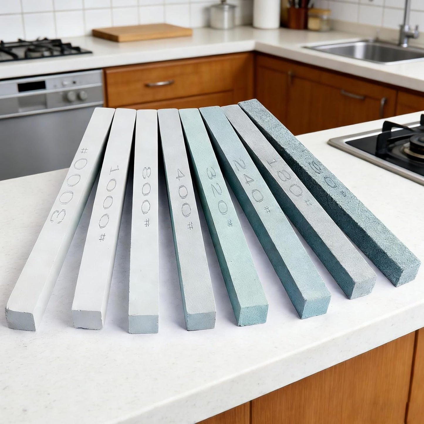Sharpening Stone Sticks,8pcs Square Green Carbon Oilstone Sanding Bar for sharpening cutting tools, Honing Steel Tool (5.9 * 0.47 * 0.47Inch)