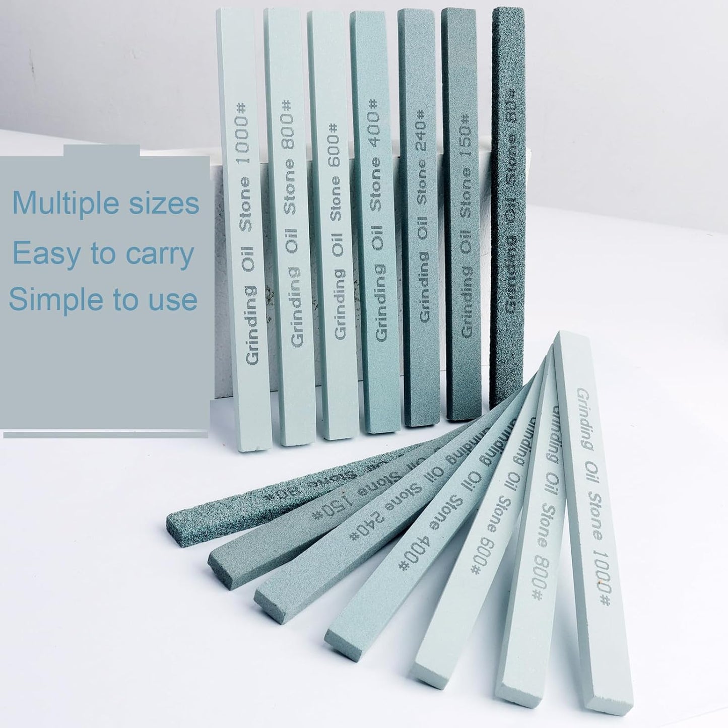 Sharpening Stone Sticks,8pcs Square Green Carbon Oilstone Sanding Bar for sharpening cutting tools, Honing Steel Tool (5.9 * 0.47 * 0.47Inch)