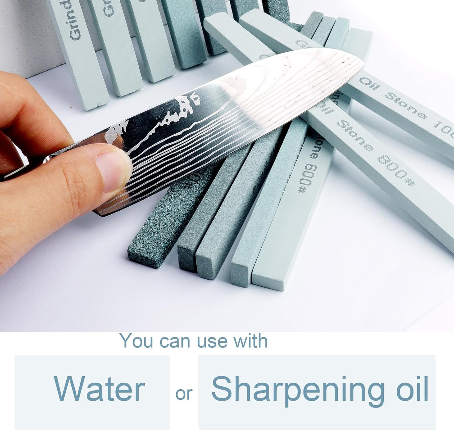 Sharpening Stone Sticks,8pcs Square Green Carbon Oilstone Sanding Bar for sharpening cutting tools, Honing Steel Tool (5.9 * 0.47 * 0.47Inch)