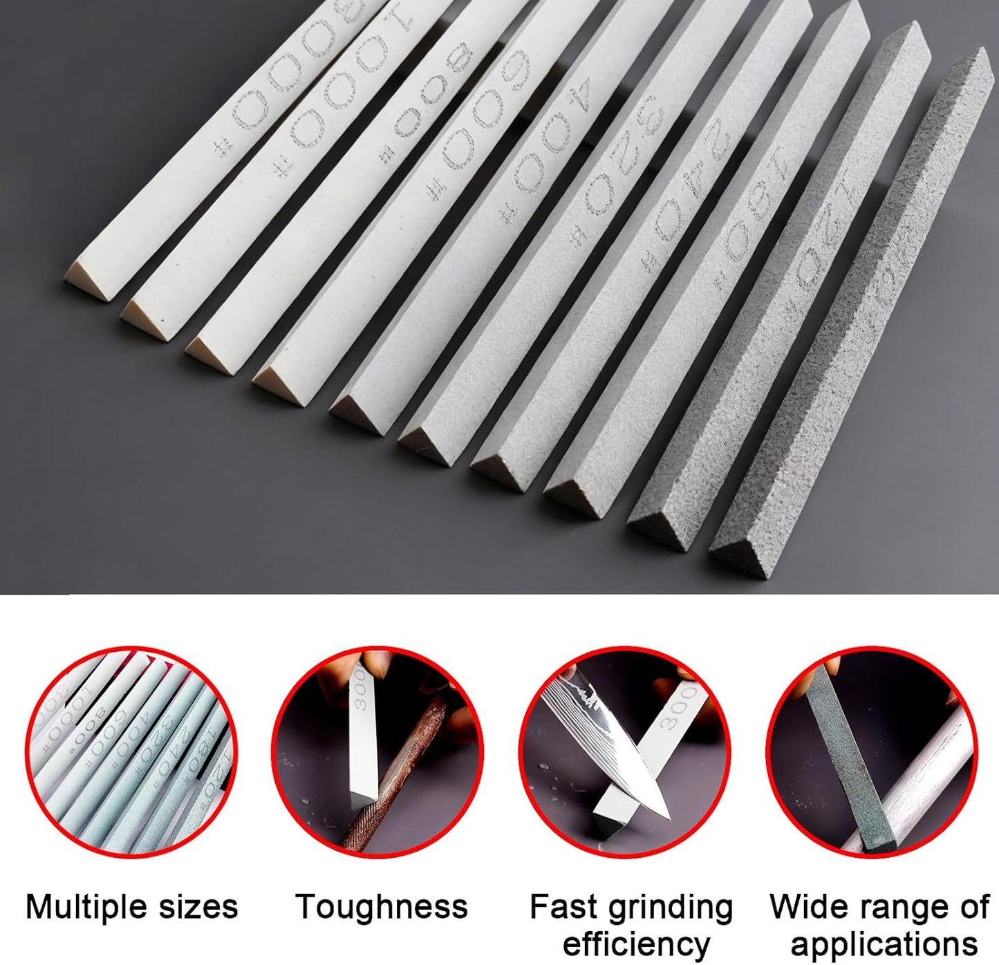 Sharpening Stone Sticks,8pcs Square Green Carbon Oilstone Sanding Bar for sharpening cutting tools, Honing Steel Tool (5.9 * 0.47 * 0.47Inch)