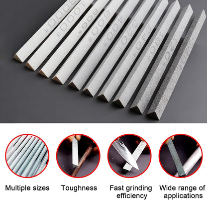 Sharpening Stone Sticks,8pcs Square Green Carbon Oilstone Sanding Bar for sharpening cutting tools, Honing Steel Tool (5.9 * 0.47 * 0.47Inch)