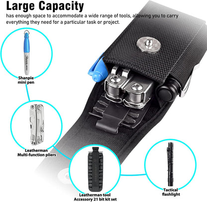 Multitool Sheath Compatible with Leatherman EDC Belt Organizer Tool Holster Pouch, Black