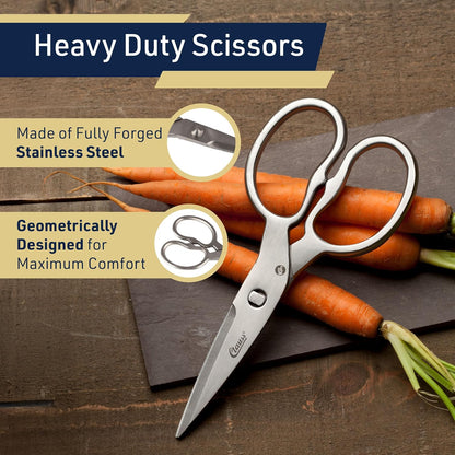Heavy Duty Kitchen Scissors - Multipurpose Forged Stainless Steel Scissors for Meat, Chicken, Fish, and Herbs - 8.25 Inch Kitchen Shears that Come Apart for Easy Cleaning