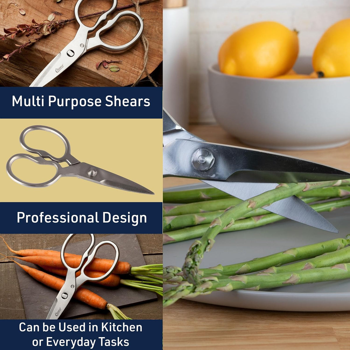 Heavy Duty Kitchen Scissors - Multipurpose Forged Stainless Steel Scissors for Meat, Chicken, Fish, and Herbs - 8.25 Inch Kitchen Shears that Come Apart for Easy Cleaning