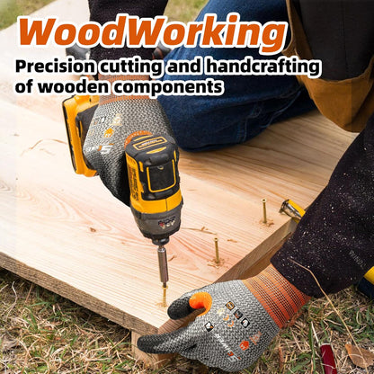 12 Pairs Cut Resistant Work Gloves, Non-PFAS, CR3066 ANSI A4 Cut Proof Gloves PU Coated, Touch-Screen, Non Slip, Reinforced Thumb, Wire & Fiberglass Free, Working Gloves for Woodworking, L