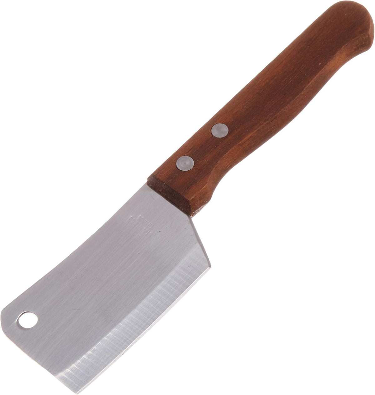 Set of 2, Cleaver Style Mini Chopping Knives, Stainless Steel Blade, Wood Handle, Silver
