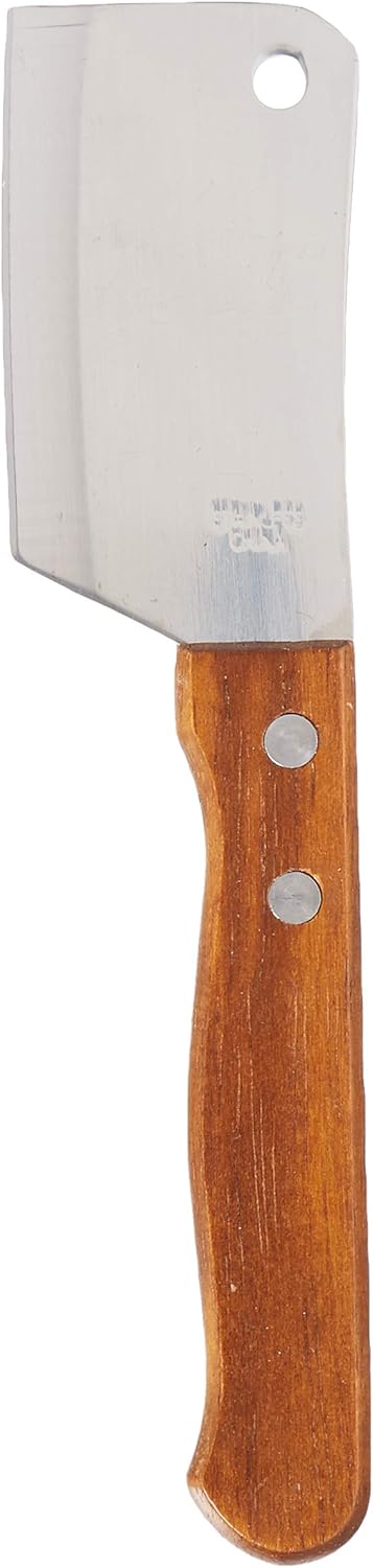 Set of 2, Cleaver Style Mini Chopping Knives, Stainless Steel Blade, Wood Handle, Silver