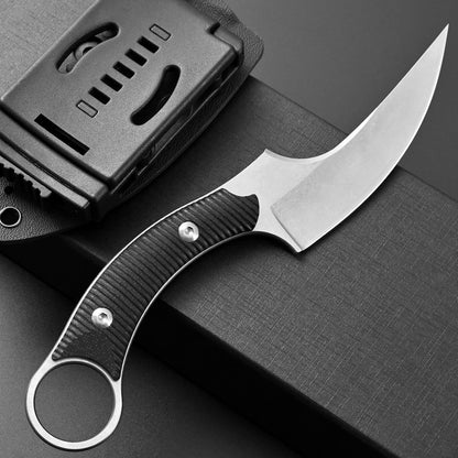 Ccanku C1490 Fixed Blade Knives 8 Inch Claw Knife D2 Blade Steel & G10 Handle Outdoor EDC Knife Suitable for Outdoor, Survival, Bushcraft with K Sheath(Black)