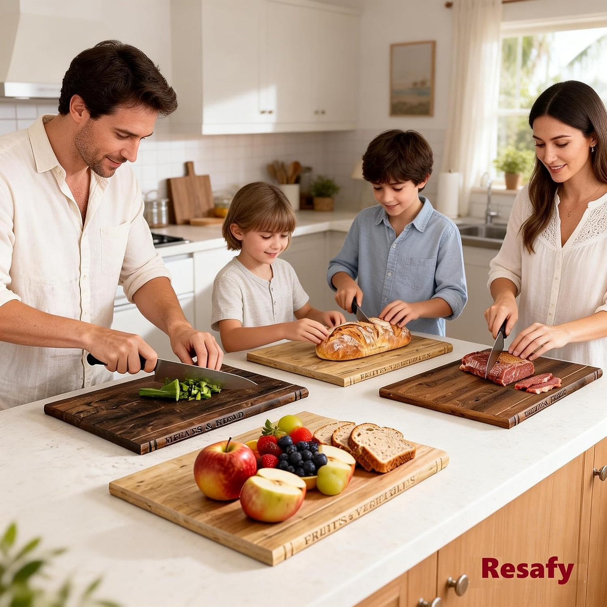 Resafy Book Cutting Board Set of 3,Acacia Wooden Serving Boards for Kitchen