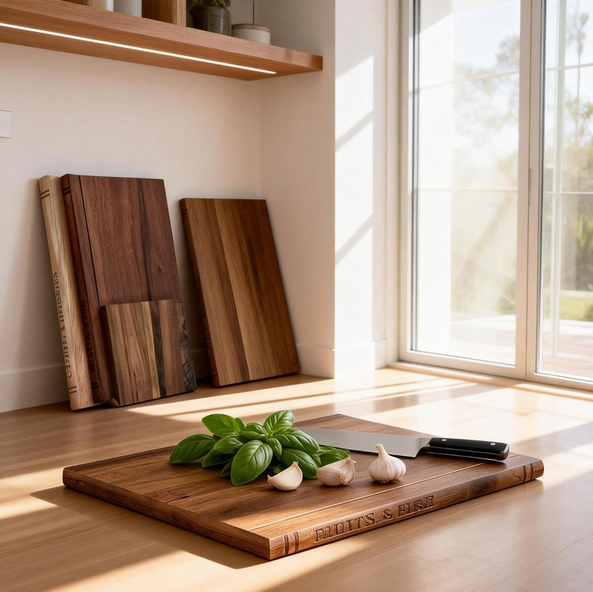 Resafy Book Cutting Board Set of 3,Acacia Wooden Serving Boards for Kitchen