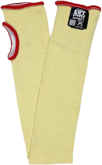 9379KCT Kevlar Cotton Regular Weight Sleeve with Thumb-Slot, Yellow, 22-Inch, 1-Sleeve