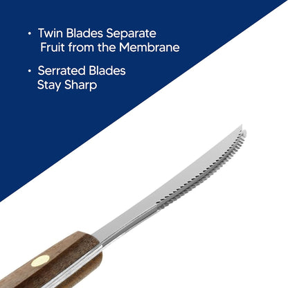 Kitchen Squirt Free Serrated Twin-Blade Grapefruit Sectioning Knife, Stainless Steel Blades