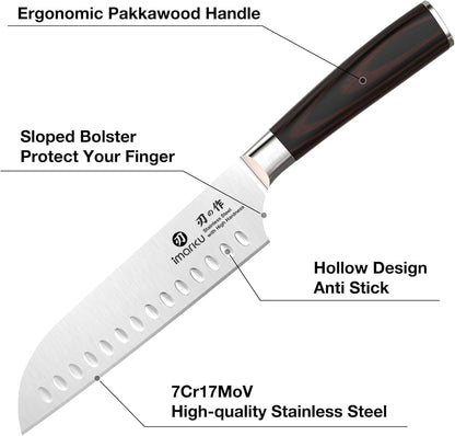 Santoku Knife 7 Inch Japanese High Carbon Stainless Steel Chef Knife