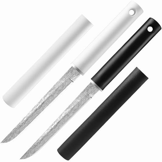 2-Piece Paring Knives with Cover, Ultra Sharp Kitchen Knives, Multipurpose Fruit Knives with Sheath for Kitchen/Parties/Camping, Rust-Resistant, Durable & Portable