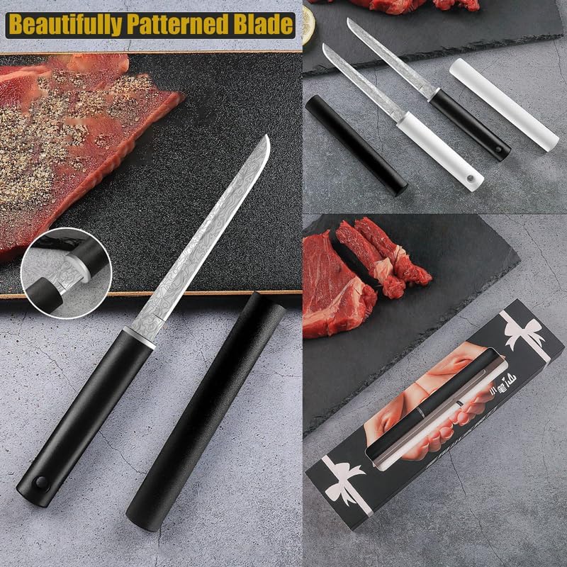 2-Piece Paring Knives with Cover, Ultra Sharp Kitchen Knives, Multipurpose Fruit Knives with Sheath for Kitchen/Parties/Camping, Rust-Resistant, Durable & Portable