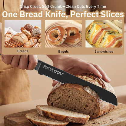 ® Black Blade 7 Inch Santoku Knife with AgShield™ & Cerablack™ Technology, Rust-Resistant & Easy-Clean Finish, Japanese Style Hollow Edge for Dicing & Mincing