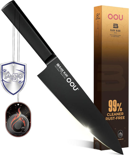 ® Black Blade 7 Inch Santoku Knife with AgShield™ & Cerablack™ Technology, Rust-Resistant & Easy-Clean Finish, Japanese Style Hollow Edge for Dicing & Mincing