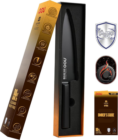 ® Black Blade 7 Inch Santoku Knife with AgShield™ & Cerablack™ Technology, Rust-Resistant & Easy-Clean Finish, Japanese Style Hollow Edge for Dicing & Mincing