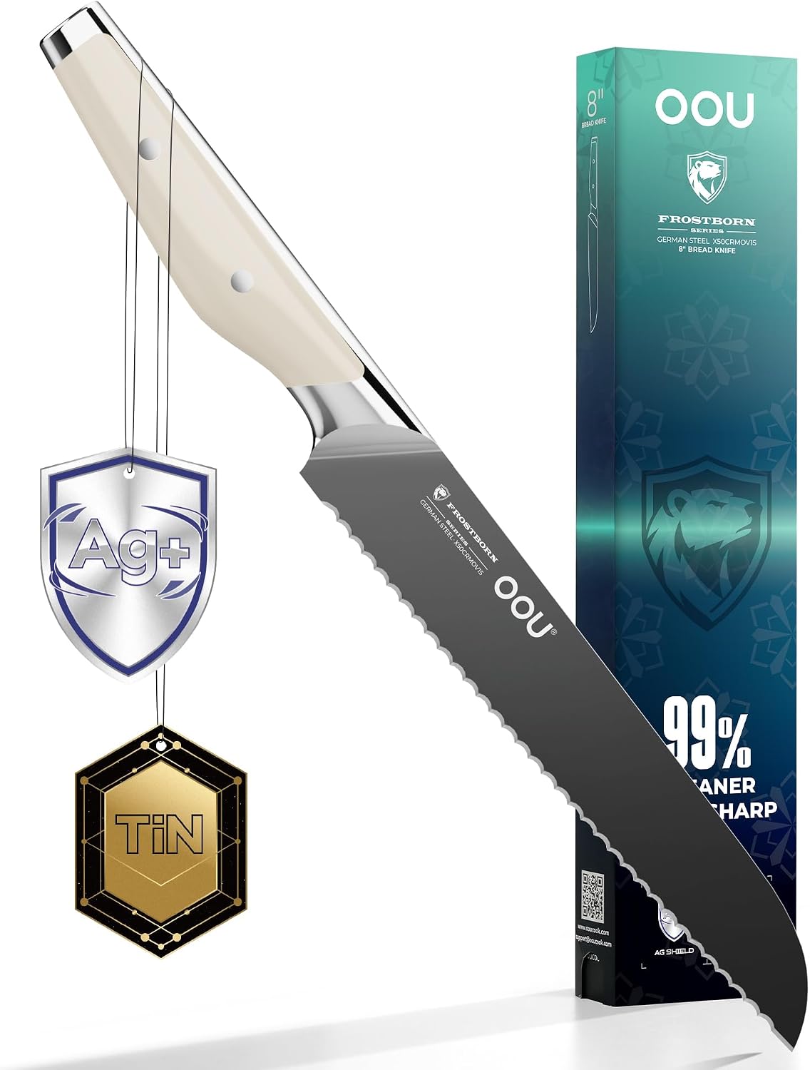 ® Black Blade 7 Inch Santoku Knife with AgShield™ & Cerablack™ Technology, Rust-Resistant & Easy-Clean Finish, Japanese Style Hollow Edge for Dicing & Mincing