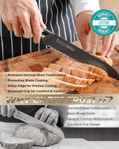 ® Black Blade 7 Inch Santoku Knife with AgShield™ & Cerablack™ Technology, Rust-Resistant & Easy-Clean Finish, Japanese Style Hollow Edge for Dicing & Mincing