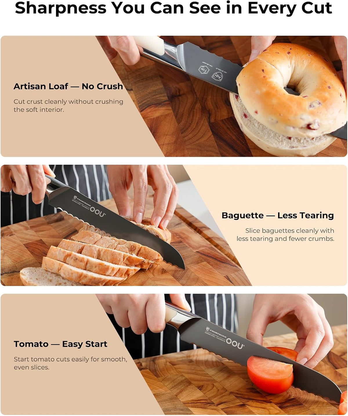 ® Black Blade 7 Inch Santoku Knife with AgShield™ & Cerablack™ Technology, Rust-Resistant & Easy-Clean Finish, Japanese Style Hollow Edge for Dicing & Mincing
